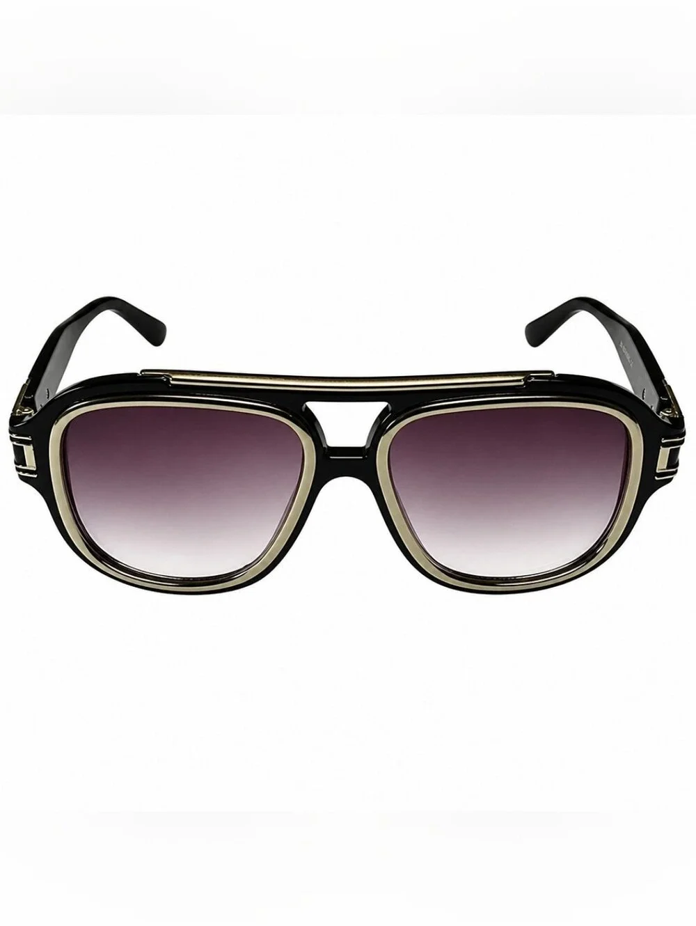 Black Aviator-Style Sunglasses with Gradient Gray Lenses
